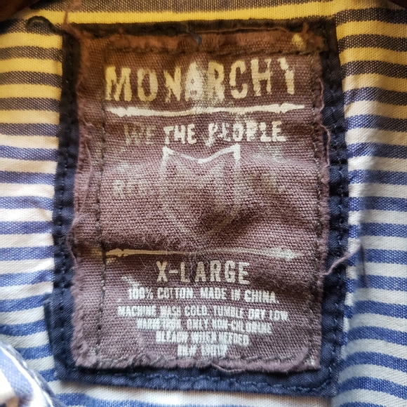 Monarchy Men’s XL Short Sleeve Button-Up Shirt Blue Cotton Double Pocket Modern - Picture 4 of 8